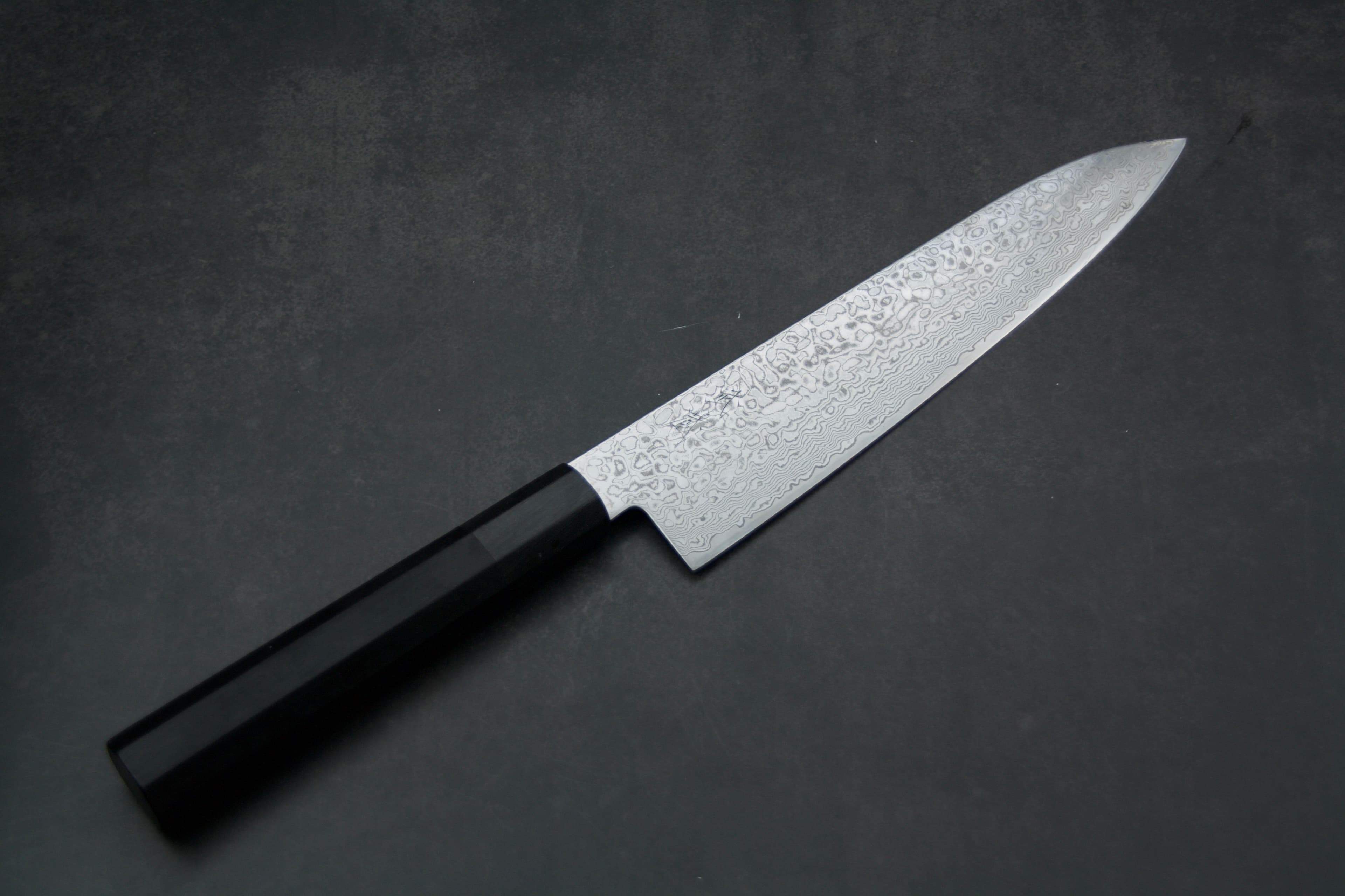 Restaurert Gyuto 210 mm — ZA-18 Damascus | Ibenholt med bøffelhorn